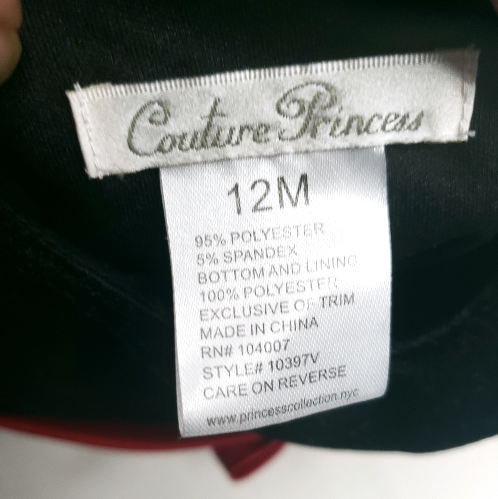 Couture Princess 2 Pc Red and Black Dress Size 12M - Picture 9 of 14